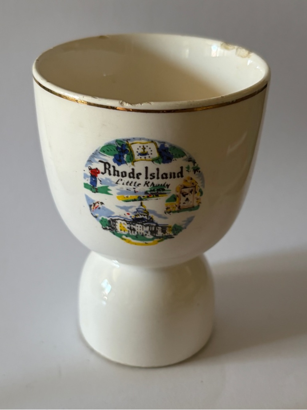 Rhode Island Little Rhody Double Egg Cup 3 3/4”